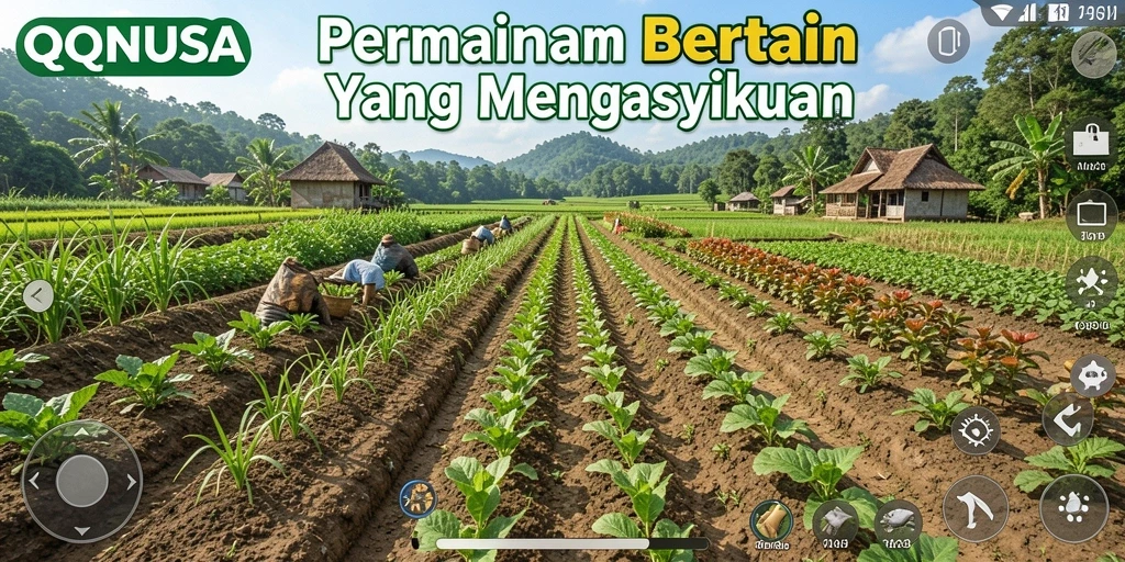 Tangkapan layar gameplay QQNUSA menampilkan petualangan bertani yang menyenangkan.